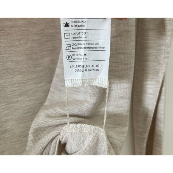 Vince Beige Long Sleeve Top Size S 100% Viscose Lightweight Casual Pullover - Picture 5 of 6